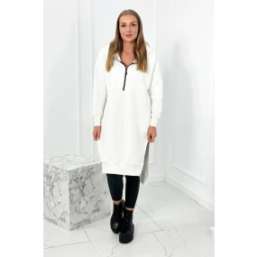 Zateplená mikina s bočnými rázporkami ecru