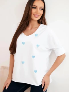 Dámská bavlněná blůza s dlouhým rukávem a srdíčky model 21890100 - K-Fashion