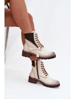 Botki Damskie Ocieplane Na Klocku Vinceza 58559 Beżowe