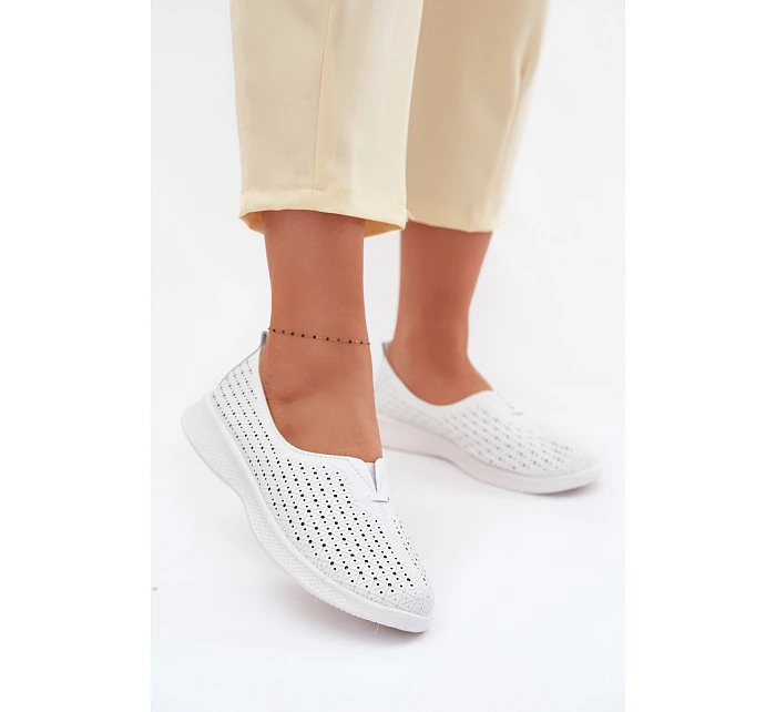 Kožené Dámské Polobotky Bílé model 22094966 - EVENTO Kožené Dámské Polobotky Bílé model 22094966 - EVENTO