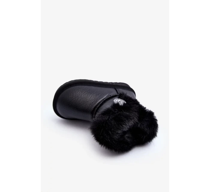 Černé Bessie Zateplené Sněhule S Kožešinou Černé Bessie Zateplené Sněhule S Kožešinou