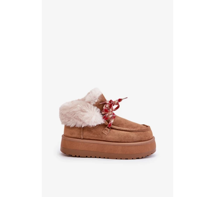 Dámske snežnice s nízkou platformou a kožušinou Camel Neathren Dámske snežnice s nízkou platformou a kožušinou Camel Neathren