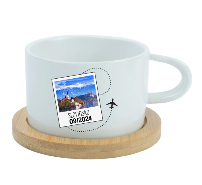 Vlastní text na cestovatelský keramický hrníček Makronka 