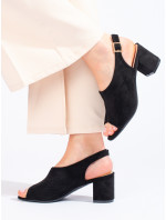 Pekné sandále dámske čierne na širokom podpätku
