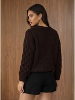 Sweter damski oversize z  czekoladowy model 22394689 - FashionStreet