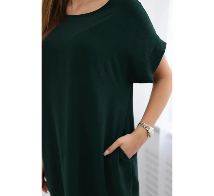 Šaty s vreckami tmavozelené