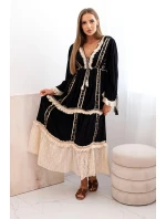 Dámske boho šaty s čipkou čierne