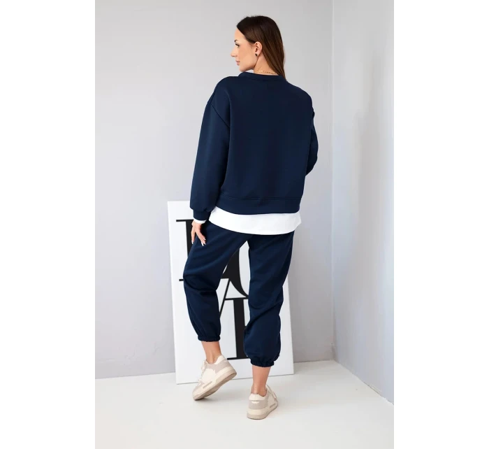 Dámský komplet s mikinou a tepláky modrý model 21808619 - K-Fashion Dámský komplet s mikinou a tepláky modrý model 21808619 - K-Fashion