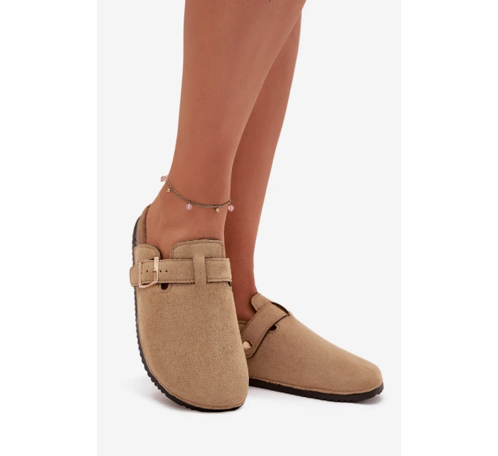 Klapki Chodaki Damskie Na Korkowej Platformie Ze Złotą Klamrą Big Star SS274738 Beżowe Klapki Chodaki Damskie Na Korkowej Platformie Ze Złotą Klamrą Big Star SS274738 Beżowe