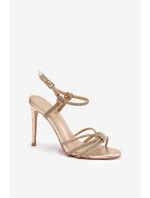 Dámské sandály na jehlovém podpatku s pásky a zlaté model 21821779 - Boto