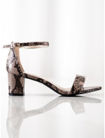 Krásne sandále so zvieracím motívom dámske na širokom podpätku