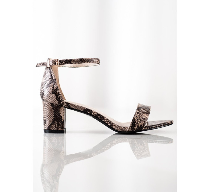 Krásne sandále so zvieracím motívom dámske na širokom podpätku