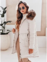 Dámská zimní bunda parka s kapucí světle béžová Dstreet model 21991276 - FashionStreet