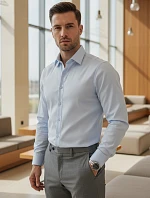 Pánska elegantná hladká modrá košeľa REGULAR FIT FashionStreet DX2687