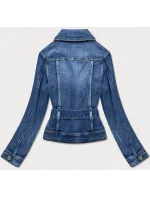 Světle modrá krátká džínová bunda s páskem model 17246698 - HELLO MISS