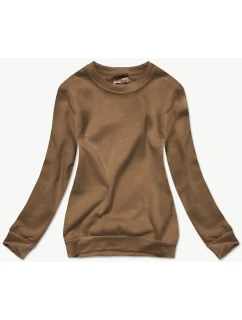 Dámska mikina s rebrovanými manžetami sépia (W01-158)