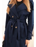 Dámský kabát v pase se zavazováním s límcem model 21959058 - K-Fashion Dámský kabát v pase se zavazováním s límcem model 21959058 - K-Fashion