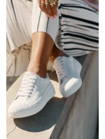 Materiałowe Trampki Damskie Na Platformie Big Star RR274463 Białe