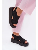 Sandały Damskie Na Platformie Czarne Kavira Sandały Damskie Na Platformie Czarne Kavira