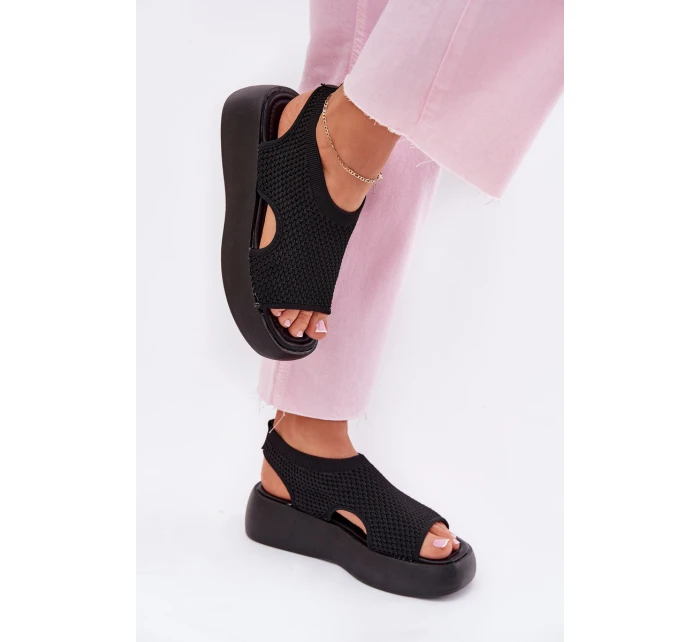 Sandały Damskie Na Platformie Czarne Kavira Sandały Damskie Na Platformie Czarne Kavira