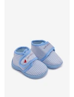 Detské papuče na suchý zips s prúžkami - svetloružové Lavelle