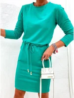 Dámské úpletové šaty v tyrkysové barvě model 19764055 - Moon Dámské úpletové šaty v tyrkysové barvě model 19764055 - Moon