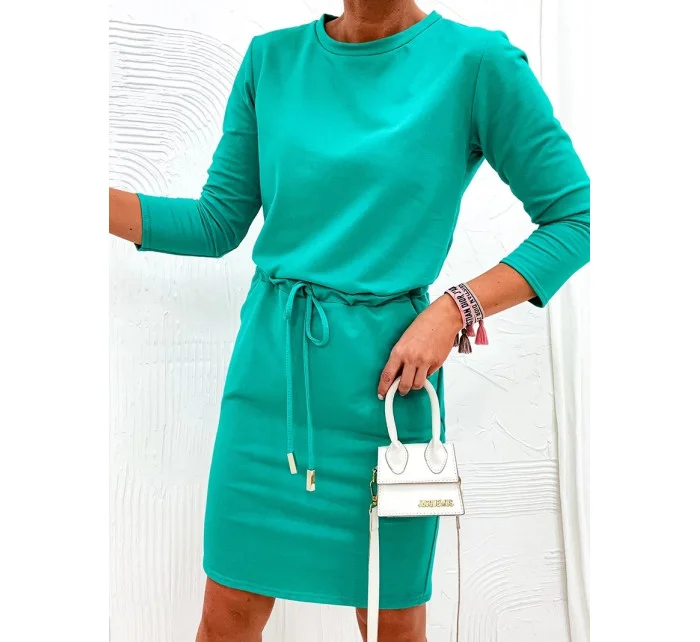 Dámské úpletové šaty v tyrkysové barvě model 19764055 - Moon Dámské úpletové šaty v tyrkysové barvě model 19764055 - Moon