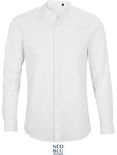 NEOBLU Bart Men Popelínová košeľa s dlhými rukávmi a mao golierom 24.3792 optic white
