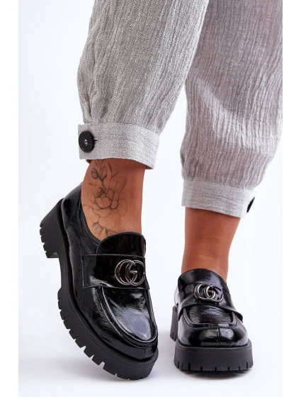 Dámské kožené polobotky s ozdobou Černá model 21630066 - Laura Messi