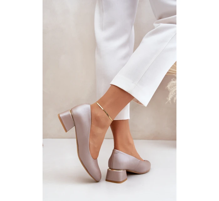 Kožené lodičky Lewski model 21682432 Tmavě béžové - Boto