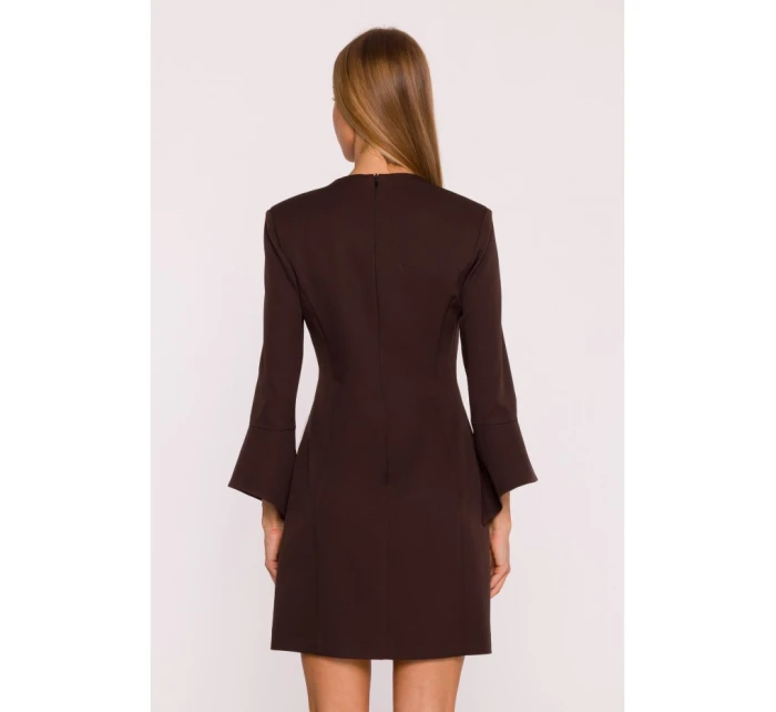 model 21296033 Šaty s širokými manžetami hnědé - Moe