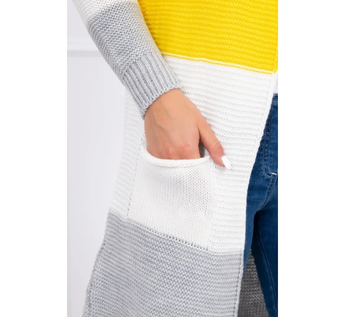 Šedý+žltý pruhovaný sveter