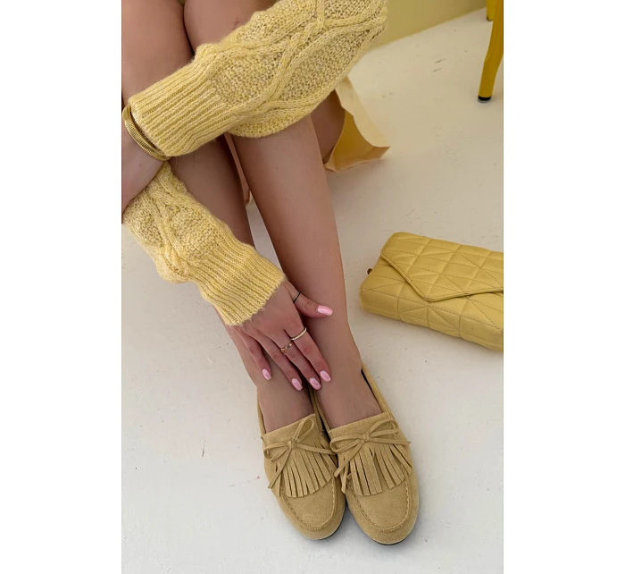 Dámské mokasíny s třásněmi Žluté model 21915094 - Boto