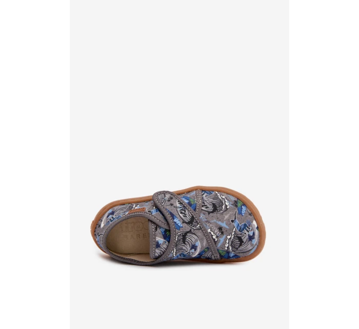 Dětské chlapecké pantofle na suchý zip Barefoot Surfer Froddo G1700438-7 šedé