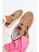 Dámské semišové tenisky na platformě Leopardí vzor model 22013938 Hnědé - S.Barski