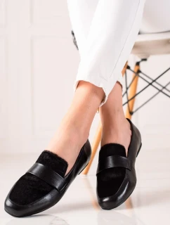 Originálne poltopánky dámske čierne na plochom podpätku