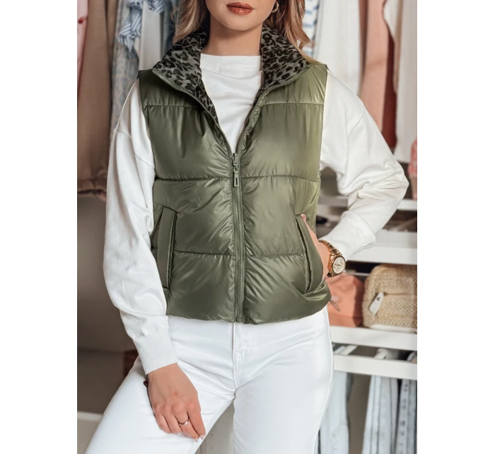 Dámska krátka obojstranná vesta CHIPUFF zelená FashionStreet TY4824 Dámska krátka obojstranná vesta CHIPUFF zelená FashionStreet TY4824