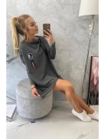 Oversize mikina s asymetrickými boky grafitová