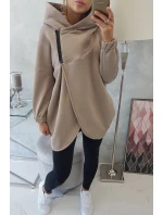 Krátka mikina na zips tmavo béžová Krátka mikina na zips tmavo béžová