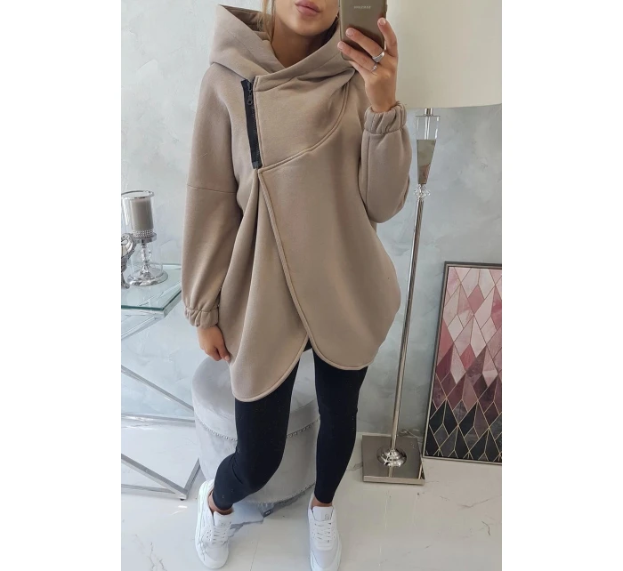 Krátka mikina na zips tmavo béžová Krátka mikina na zips tmavo béžová