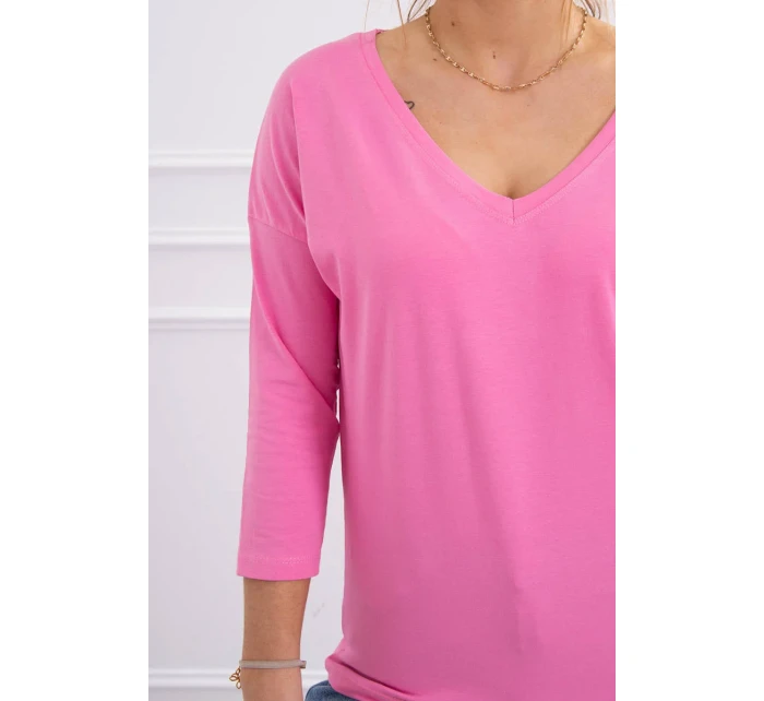 Blúzka s výstrihom do V svetlo ružová