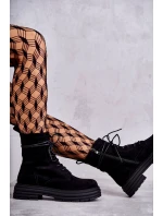 Damskie Zamszowe Botki Wiązane Czarne Afra Damskie Zamszowe Botki Wiązane Czarne Afra