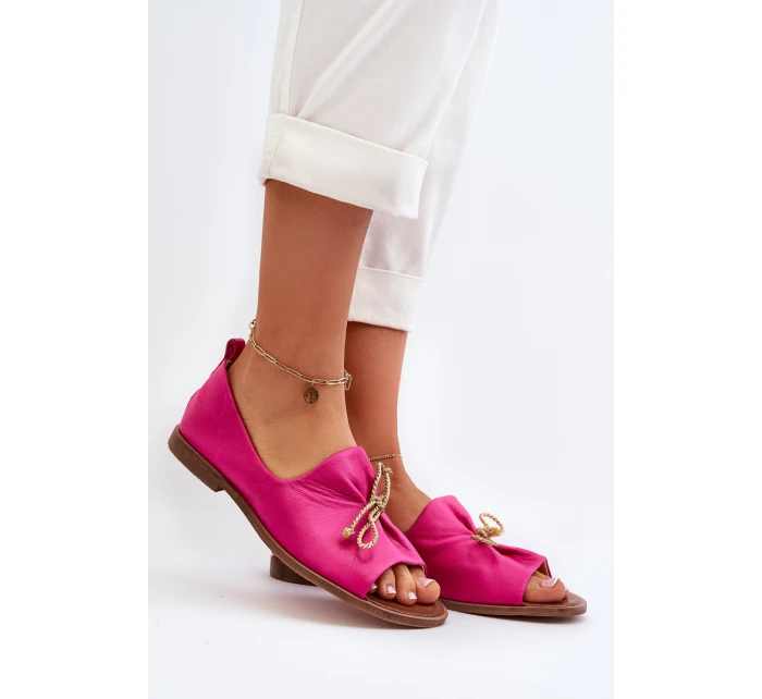 Zazoo 2660 Skórzane Baleriny Damskie Fuksja