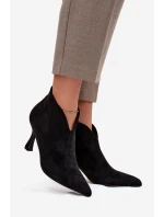 Niskie Botki Damskie Na Szpilce Eko Zamszowe Czarne Jolivra Niskie Botki Damskie Na Szpilce Eko Zamszowe Czarne Jolivra