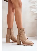 Zateplené členkové topánky na podpätku so zlatými detailmi Beige Ivarisse Zateplené členkové topánky na podpätku so zlatými detailmi Beige Ivarisse