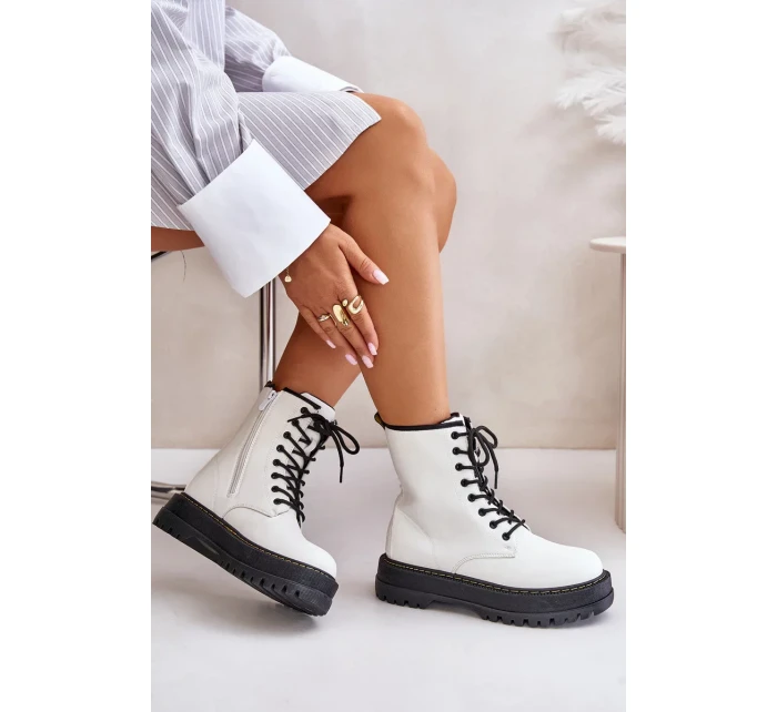 Zateplené členkové topánky z eko kože so zipsom White Naleli Zateplené členkové topánky z eko kože so zipsom White Naleli