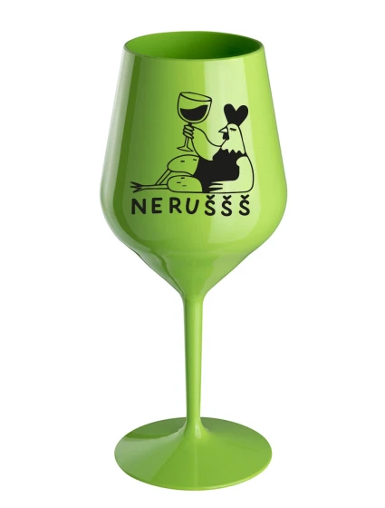 NERUŠŠŠ - zelená nerozbitná sklenice na víno 470 ml