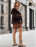 Dámské semišové béžové kozačky Dstreet model 21994454 - FashionStreet