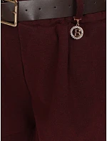 Elegantné dámske šortky s opaskom, bordové, FashionStreet SY0623