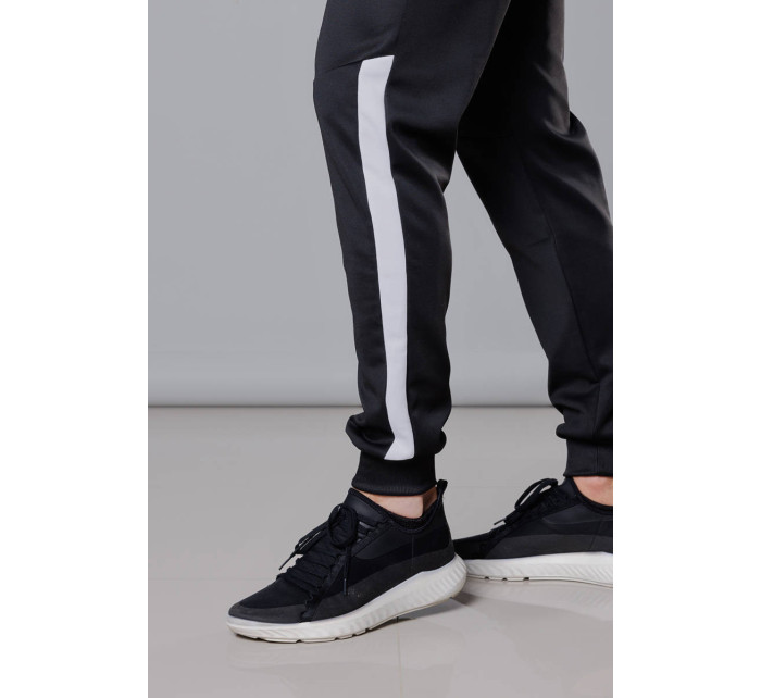 Čierno-biele pánske teplákové nohavice so vsadkami (8K172)